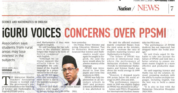 IGURU VOICES CONCERNS OVER PPSMI